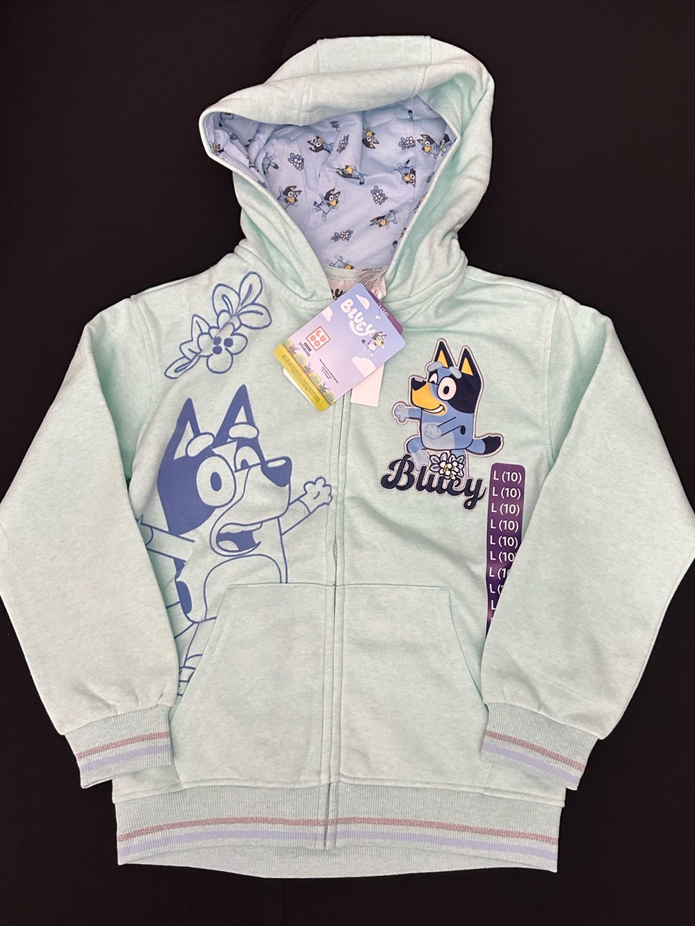 Bluey Full Zip Hoodie Girls Size 9/10 NWT